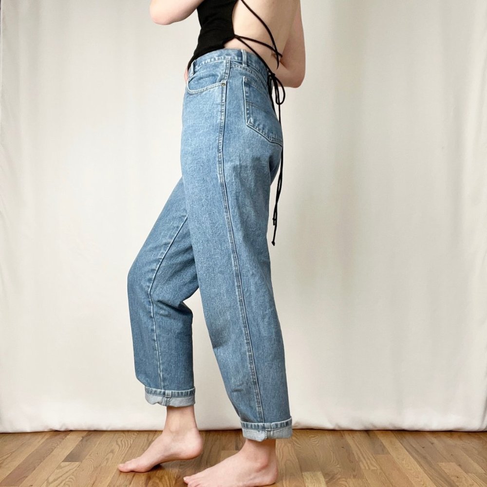 Vintage High Rise Straight Leg Jeans Relaxed Boyfriend Full Length Denim 90s Dad - Picture 3 of 8